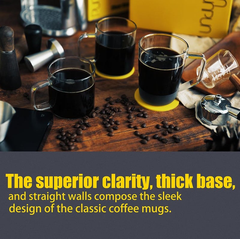PunPun Clear 18.4oz.540ml Glass Coffee Mugs Set of 2, Glass Mugs with Big Handle, Large Wide Mouth Mugs, Clear Coffee Mugs for Cappuccinos, Latte and Juice, Heatable Cups - Image 2